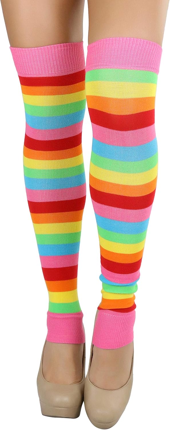 ToBeInStyle Women's Rainbow Striped Leg Warmers Multicolor One Size