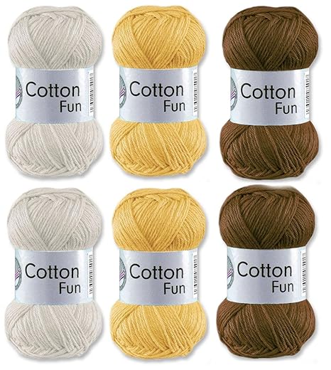 Gründl Cotton Fun Häkelgarn Schulgarn 100% Baumwolle SET 11 Braun Mix 6 Stück 300 Gramm