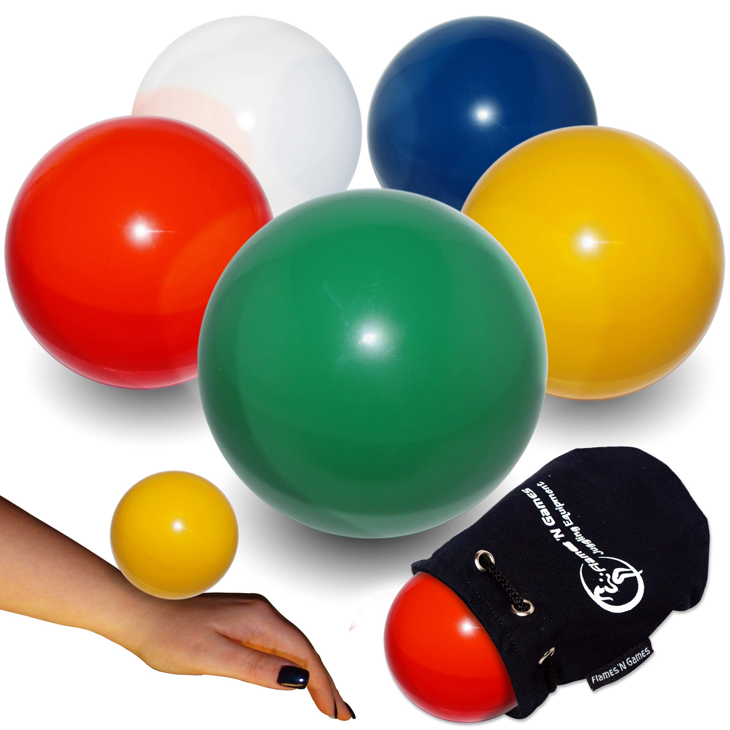 Flames N Games Juggle Dream Practice Contact Ball + Suede Bag - Pro Contact Balls for all Abilities. Available in 3 sizes and 5 colours!! (White, 70mm)