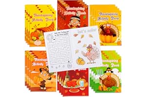 Winrain 24PCS Thanksgiving Activity Books Party Favors for Kids - Fall Games Coloring Maze Book in Bulk, Classroom Activities Crafts Gifts
