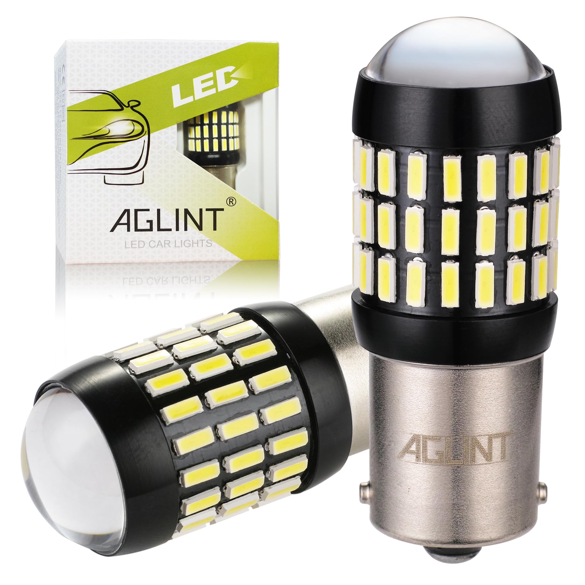 AGLINT P21W 1156 LED Bulb 4014 66-EX Chips 382 Ba15s 7506 1141 1003 Used For Backup Reverse Lights Tail Lights,Turn Signal Light,Rv lights White
