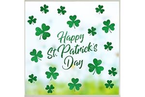 DDLP St Patricks Day Window Clings Shamrock with Glitter Double Sided St. Patricks Day Window Decorations Happy St. Patricks Day Window Stickers 3 Sheets