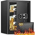 3.3 Cub Home Safe Fireproof Waterproof, Large Fire proof Safe Box with Fireproof Bag, Digital Keypad Key and Removable Shelf, Personal Security Safes for Home Money Jewellery Documents Valuables