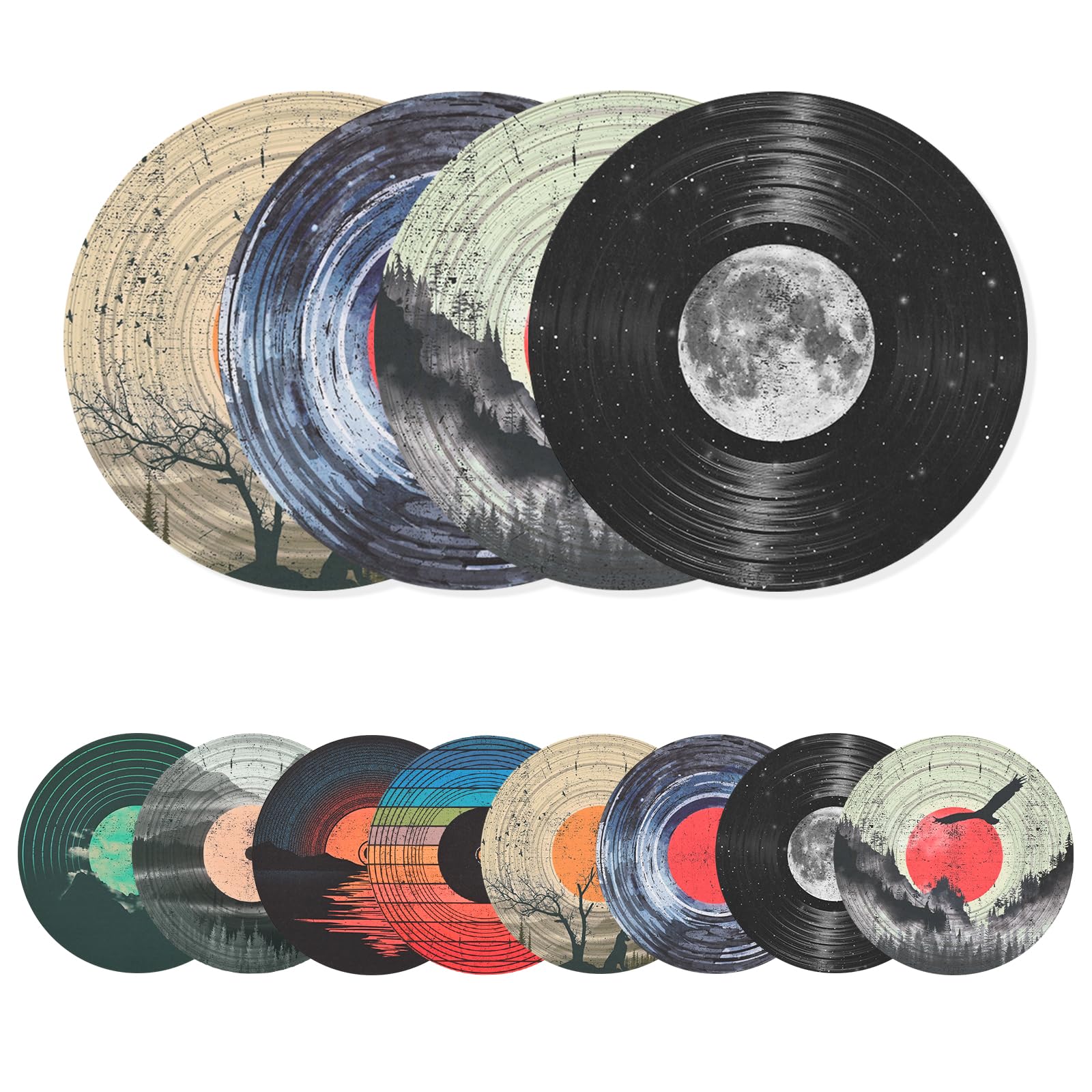 Photo 1 of AtawLege 8 Pack Art Acoustic Panels, 14"X14"X0.4" Round Self-adhesive Soundproof Wall Panels, Unique Retro Record Decor Sound Absorbing Panels for Studio Home Office