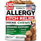 Dog Allergy Chews for Itchy Skin - 240 Treats - Anti-Itch Immune Relief | Omega 3 Salmon Oil &amp; Probiotics for Skin &amp; Coat, Gut &amp; Allergy Relief, Immune Support, Paw Licking, Up to 6 Month Supply