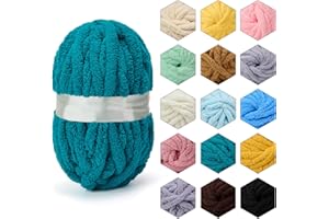 ERLYEEN Chenille Chunky Yarn Super Bulky Soft Thick Fluffy Jumbo Giant Washable Polyester Big Yarn DIY for Arm Knit Blanket Cushion Bed Sofa Home Decor,Indigo,0.55LB