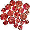 1.1 LB Random Iridescent Flower Ceramic Mosaic Tiles for DIY Crafts,3 Size Flowers Mosaic Pieces for Artwork,Photo Frames,Cups,Flower Pots,Fish Tank,Vases,Make Stepping Stones (Red)
