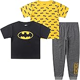 BATMAN Boys 3 piece T-Shirt and Pants Set for Toddlers and Big Kids