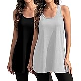 DYLH Workout Tank Tops Woman Racerback Long Tank Tops for Women Yoga Tops 2 Pack