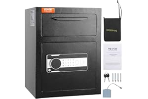 VEVOR 1.7 Cub Depository Safe With Drop Slot, Electronic Code Lock and 2 Emergency Keys, 13.77''x11.81''x17.71'' Business Dro
