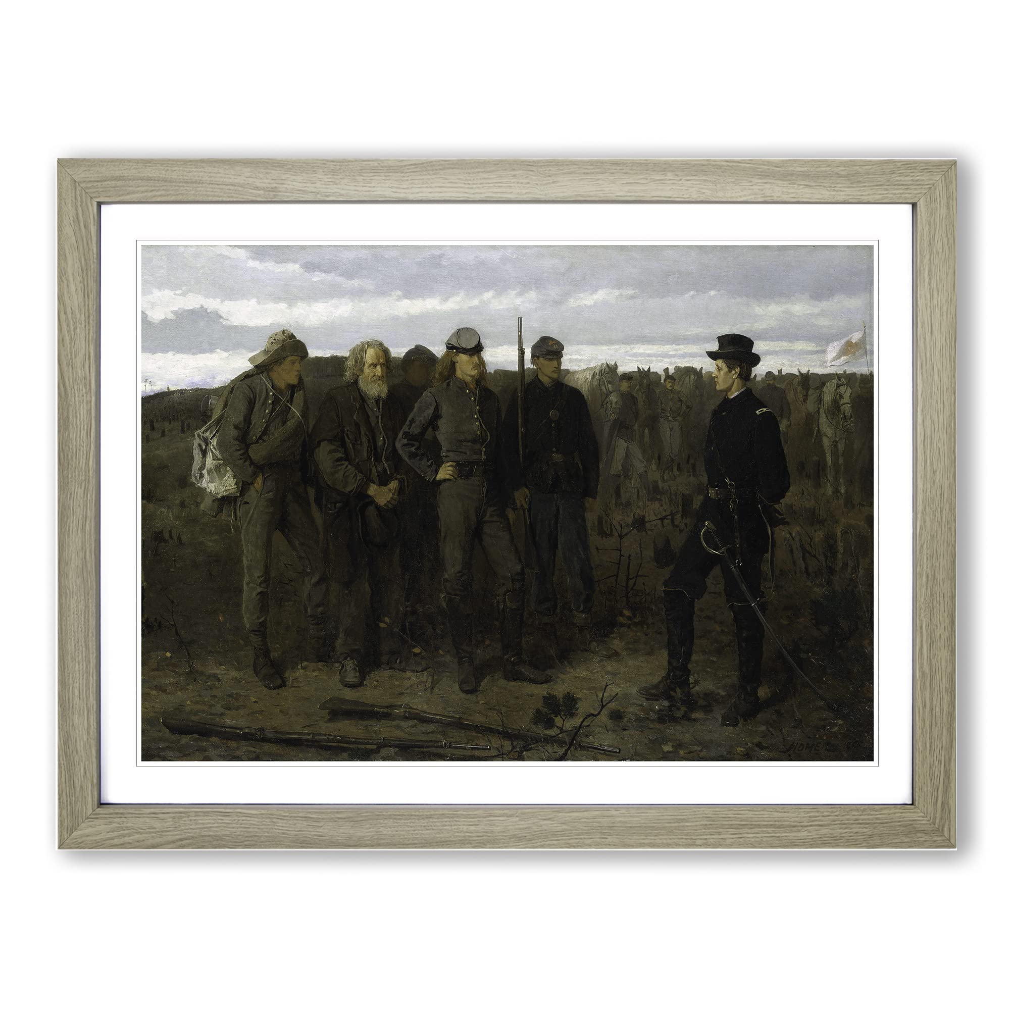Winslow Homer Prisoners from the Front Classic Painting Framed Wall Art Print, Ready to Hang Picture for Living Room Bedroom Home Office Décor, Oak A4 (34 x 25 cm)