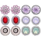 Glntyph 6 Style of 12pcs Rhinestones Snaps Jewelry Charms Ginger Buttons 18/20mm for Interchangeable Snaps Jewelry Making Women DIY Bracelets Necklaces Rings Brooch Accessories (005)exclude the snaps