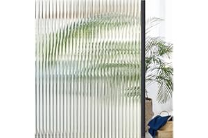 Coavas Window Privacy Film Reeded Glass, Frosted 3D Fluted Glass Window Cling, Adhesive Vinyl Decorative Door Stickers for Bathroom Home Sun Blocking, 17.5x78.7 in, Translucent