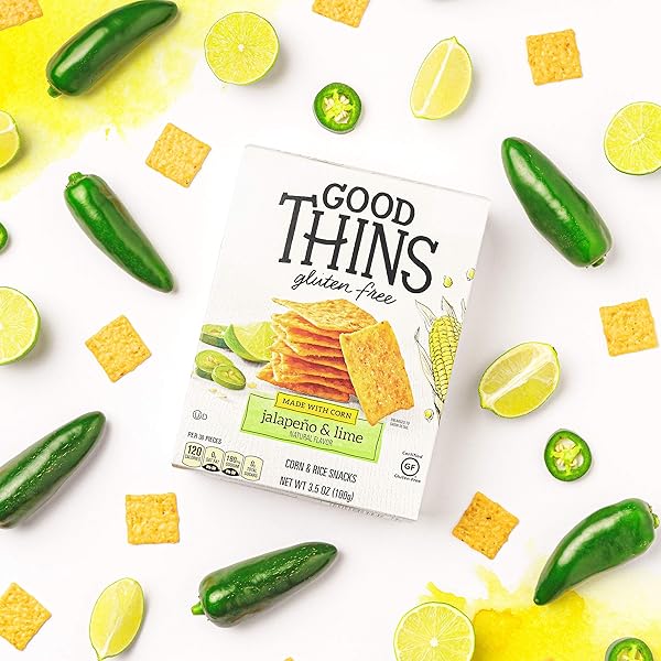 GOOD THINS JALAPEÑO & LIME CORN & RICE SNACKS GLUTEN FREE CRACKERS, 3.5 OZ