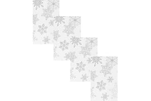 Newbridge Fancy White/Silver Metallic Snowflake Christmas No-Iron Soil Resistant Fabric Holiday Napkins, Sparkling Snowflakes Napkins, Set of 4 Napkins