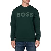 BOSS Men's Bold Logo French Terry Crew Neck Sweatshirt - Premium Cotton Sweatshirt