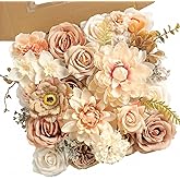 JGRSHES Artificial Flowers Combo Fake Roses Silk Flowers with Stems for DIY Wedding Bridal Bouquets Table Centerpieces Cake Birthday Baby Shower Wedding Anniversary Home Decorations(Champagne Nude)