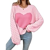 Libsorge Womens Valentine Heart Sweater 2026 Valentines Day Trendy Cute Oversized Long Sleeve Pullover Sweaters