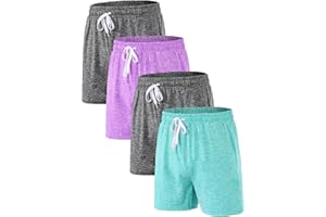 Celfaeree 4 Packs Girls Athletic Shorts with Pocket Active Shorts for Teen Girls,Dry-Fit Girl Running Short for Sports