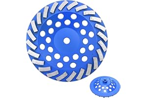 ACTINTOOL 7 in. x 5/8-11 in. Threaded Arbor 24 Segments Diamond Turbo Grinding Cup Wheel, 7 Inch Diamond Cup Grinding Wheel for Granite Marble Concrete (5/8"-11 Threaded)