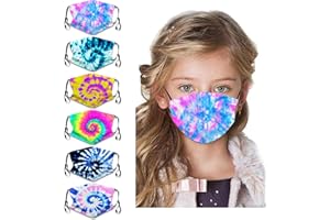 CANBOER 6Pcs Kids Washable Cute Cartoon Face Bandanas Reusable Cloth Face Dust Protection with Adjustable Ear Loops for Boys Girls