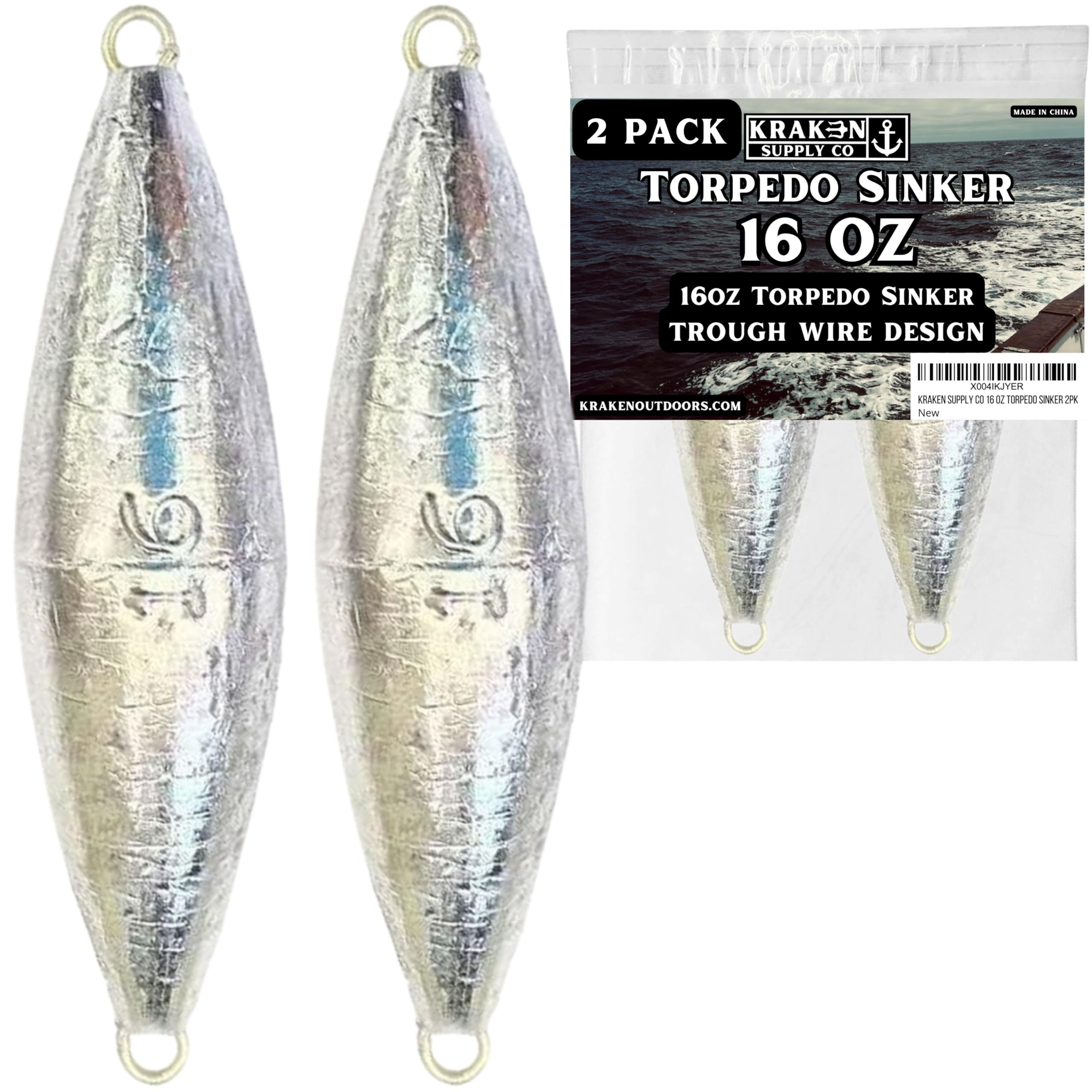 Photo 1 of 2 Pack Torpedo Sinker Weight 16oz Wire Through Heavy Duty Designed in USA (16 Ounce)