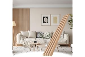 POHARE WPC Wood Slat Wall Panels, 8 Pack 95” x 6” Accent Slat Wood Slats for Wall and Ceilings, Acoustic Panels for Interior Wall Modern Décor, Oak