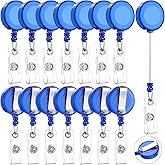Zonon 100 Pieces Retractable Badge Reel Clips ID Card Holder Reel with Metal Belt Clip for Hanging Cards Key Chains, Name Badge Holders for Nurses Teachers Students(Transparent Blue)