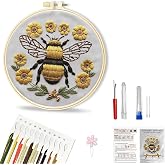 Huacan Embroidery Kit for Beginners Adults Includes Stamped Bee Pattern, Hoop, Color Threads,Tools,Easy to Follow Instruction