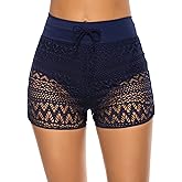 Lecieldusoir Women's Swim Shorts High Waisted Bathing Suit Lace Bottoms Swimsuit Bottoms Swimwear Bikini Board Shorts