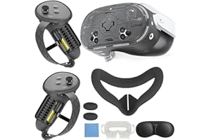 MLemonVR Silicone Cover Set Accessories for Meta/Oculus Quest 3s Includes VR Silicone mask, Lens Protector, TPU Hardshell Cover, Battery Opening Controller Grip Cover, Disposable Eyecup (Black)