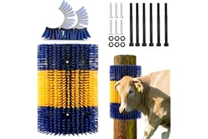 GINDOOR Livestock Scratch Brush, Upgraded Extra Large Cattle Brush Relieves Itching and Cleansing Massage Brush Kit, Cattle Supplies Suitable for Cows, Horses, Sheep & Pigs with 12 Screws（Yellow）