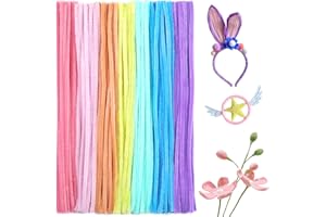 ZLULARY 100 Pcs Pipe Cleaners Craft Supplies - 7 Assorted Colors Chenille Stem for DIY Arts Crafts Decorations