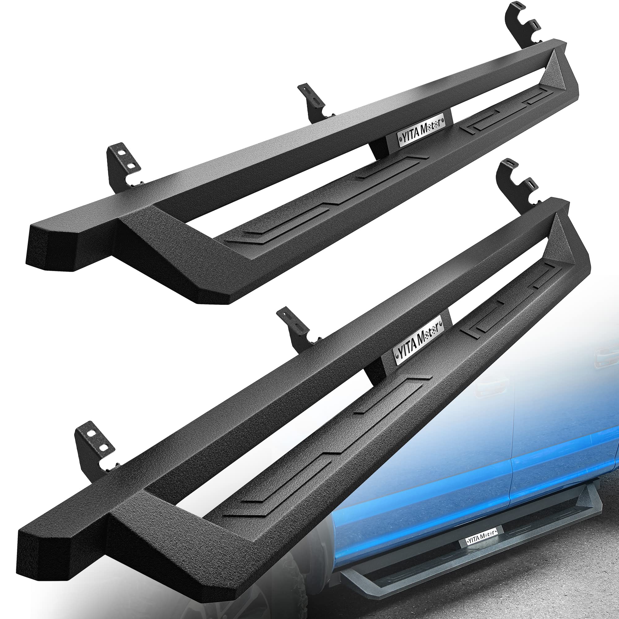 Photo 1 of YITAMOTOR Running Boards Compatible with 2007-2021 Toyota Tundra CrewMax Cab(2 3/4 Size Rear Doors), Off-Road Drop Side Steps, Black Powder Coated Nerf Bars