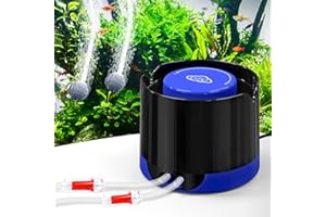 QZQ Aquarium Air Pump, Quiet Fish Tank Air Pump with Dual Outlets, 3W/5W Powerful Adjustable Oxygen Pump with Accessories, Aquarium Bubbler Aerator for Fish Tank Up to 80 Gallon (3W)