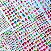 3165 Pcs Self-Adhesive Gem Stickers - Assorted Shapes & Sizes for Crafting,DIY Sticker Earrings,Creative Kids' Craft Supplies