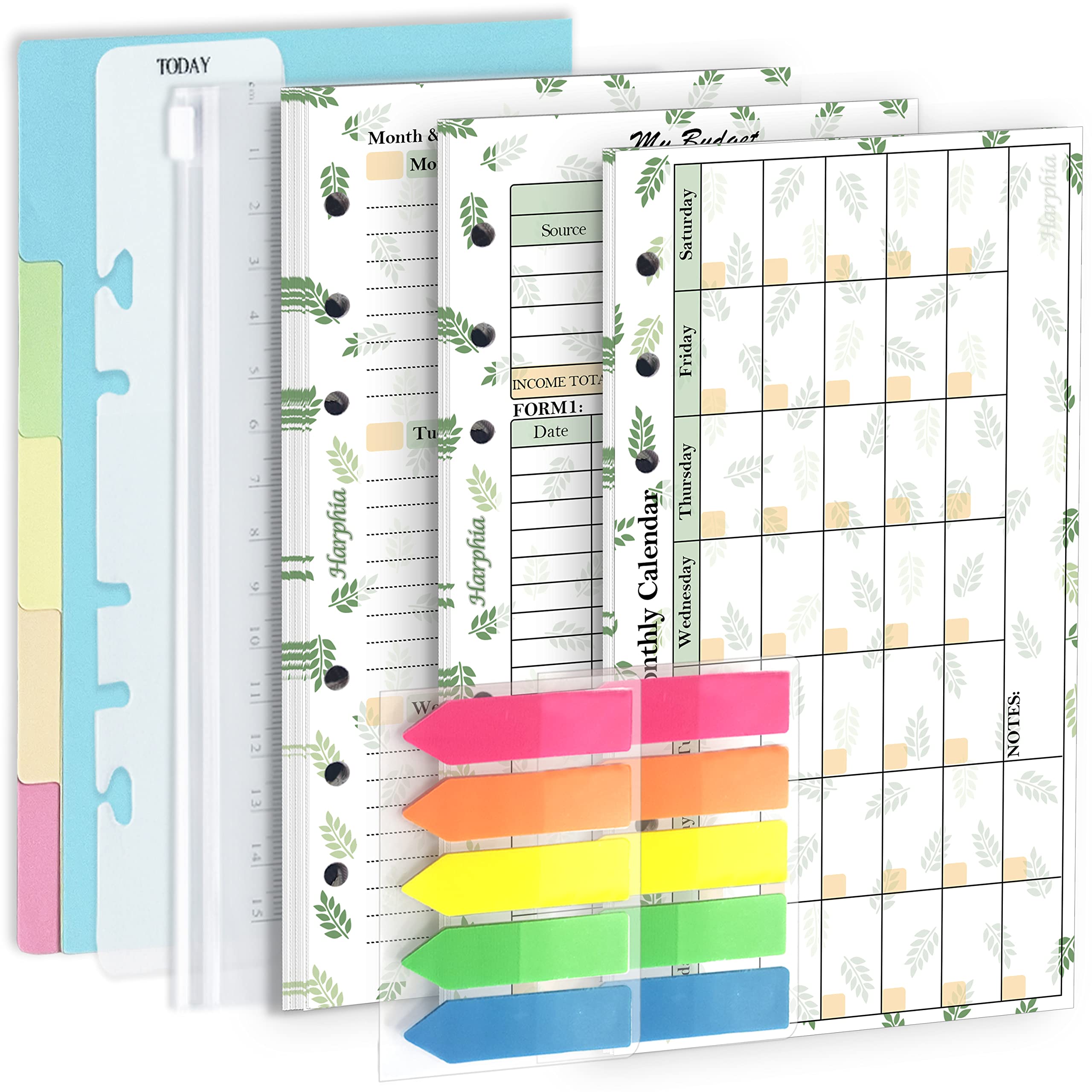 Photo 1 of Harphia Planner Inserts Refills Monthly Weekly Budget Paper Kit, 6 Ring Binder Accessory, 6.73” X 3.72”, Personal Size For Budget Binder Cover, Money Organizer For Cash, Undated