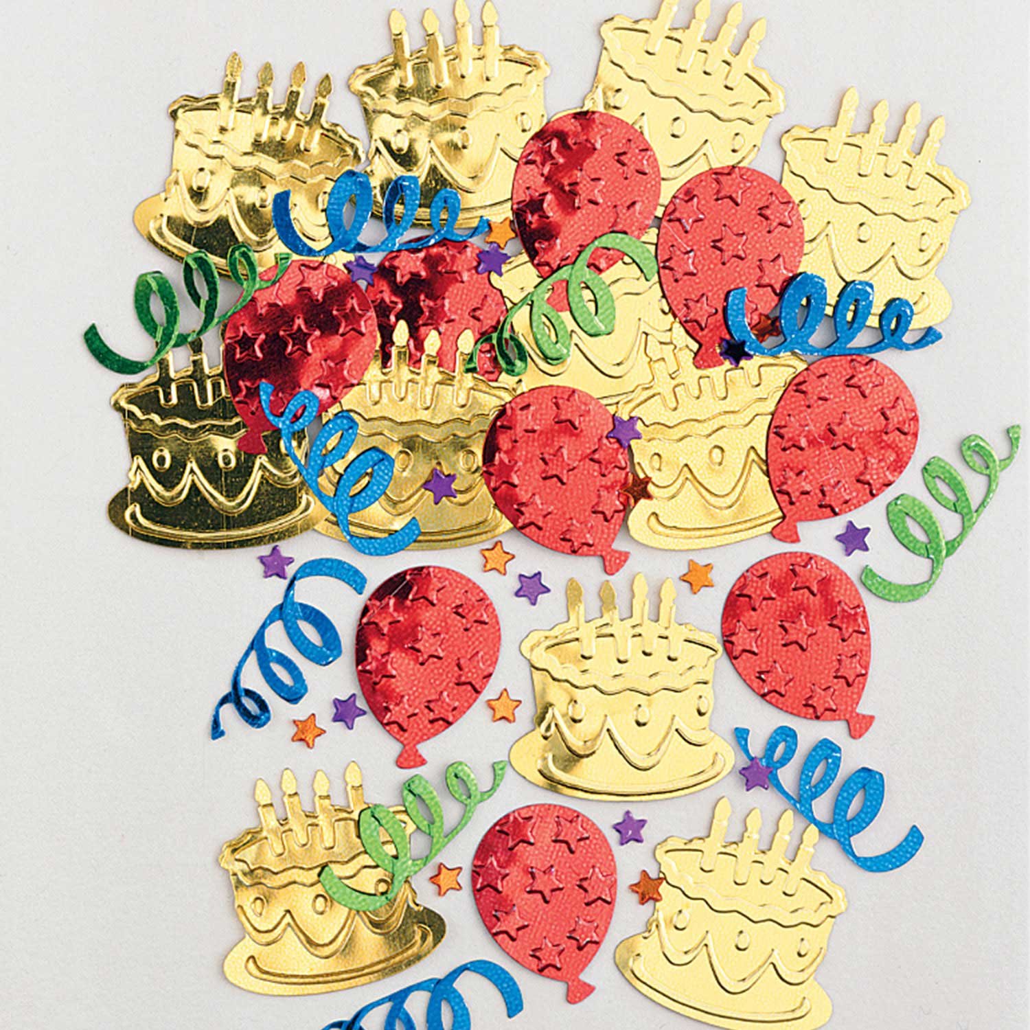 amscan Birthday Cake & Balloons Embossed Metallic Table Confetti (3 x 14g)