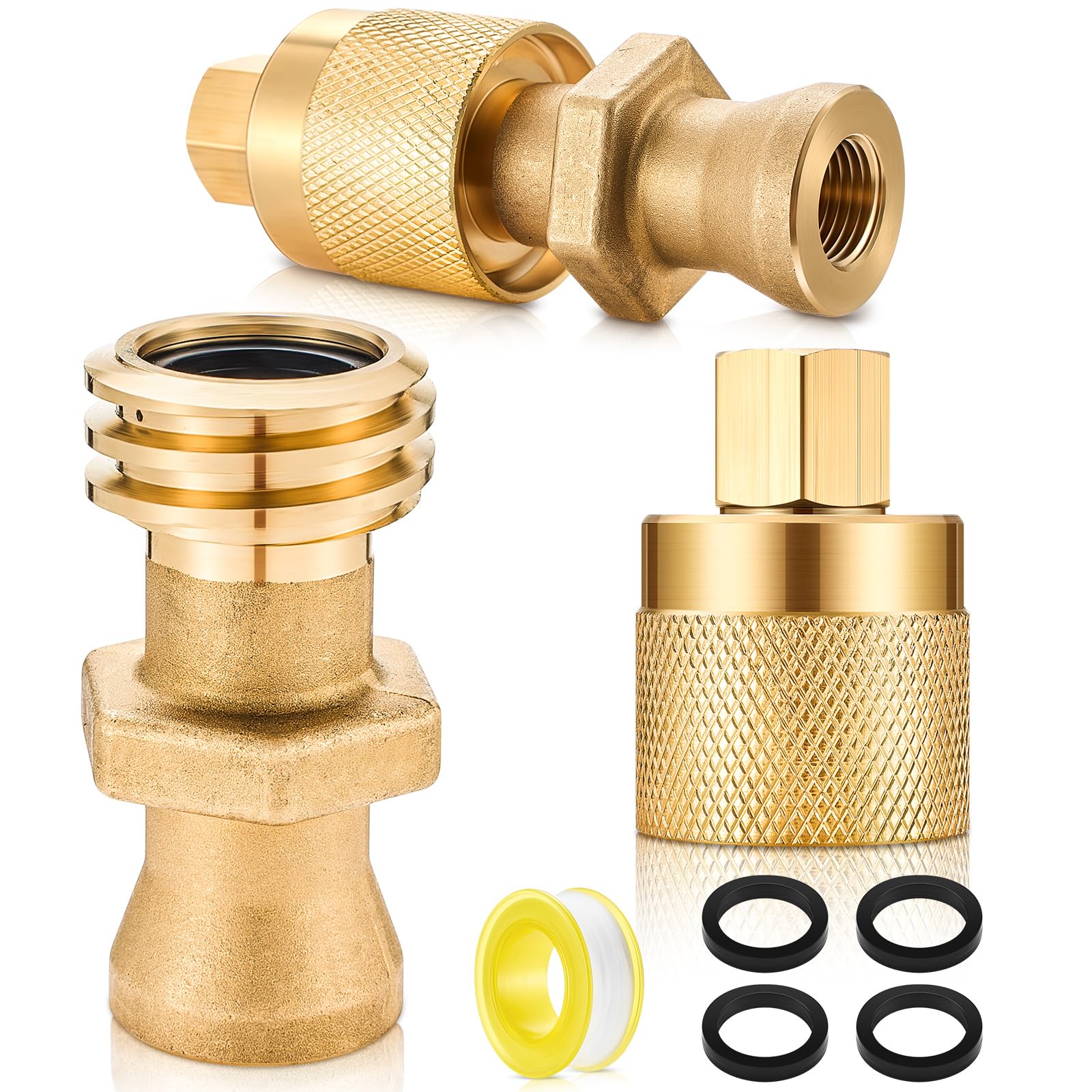 Photo 1 of Blulu 2 Pcs Forklift Propane Tank Connector Female Male Thread Valve Forklift Propane Tank Valve Replacement Connection Fitting Adapter with 4 Pcs Rubber O Rings for 7141f and 7141m