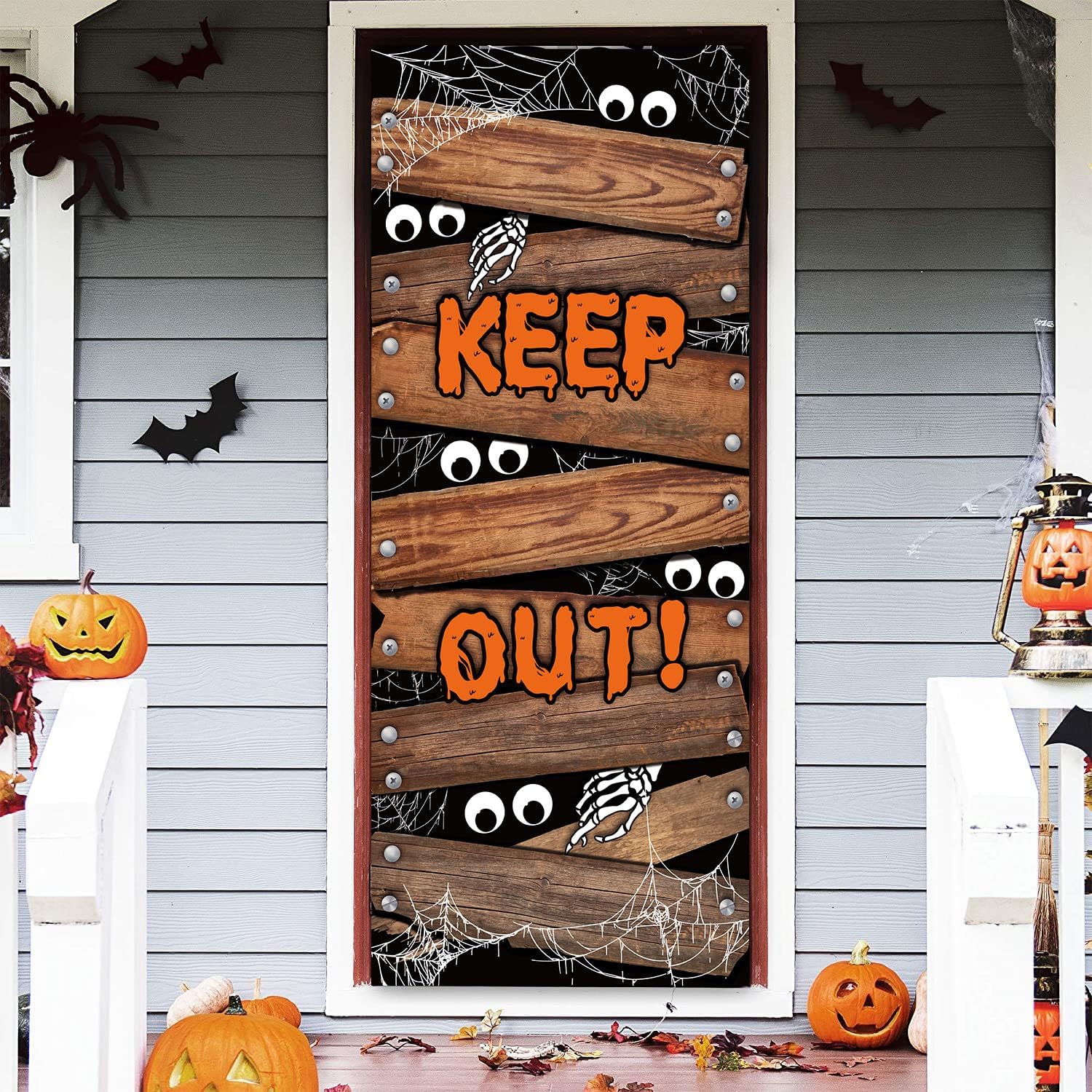 Garage Door Decorations - IMISHM Halloween Door Decorations Halloween Door Cover Large Fabric Halloween Decorations for Front Door Halloween Porch Sign for Halloween Party Decorations