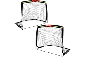 Wiel Soccer Goal, 4Ft x 3Ft Net Easy Fold-Up Training Goals W' Reflective Strips for Playing at Nightfall, Set of 2 for Family Team Kids Backyard Games