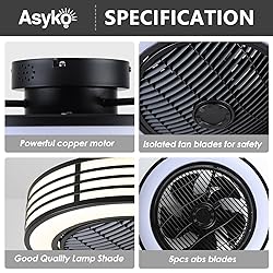 Asyko Bladeless Ceiling Fan - 22" Low Profile Flush
