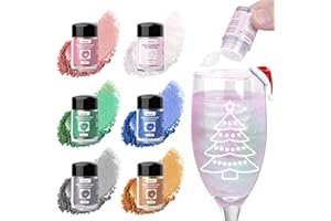 CRPTHE 6 Colors Luster Dust Edible Set, Edible Glitter for Drinks, Food Grade Glitter Shimmer Sprinkle Powder for Cocktails, Baking, Beverages, Cakes, Strawberries, Cookies, Fondant, Vegan(5g/Bottle)