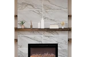 Modern Fireplace Mantel, Contemporary, Floating Mantle, Shelf, Hand Crafted, URBANDI (Jacobean, 60Lx3Hx8D)