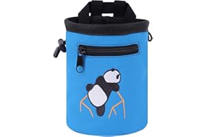 AMC Rock Climbing Panda Embroidered Chalk Bag with Zipper Pocket