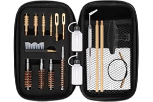 BOOSTEADY Universal Handgun Cleaning kit .22,.357,.38,9mm,.45 Caliber Pistol Cleaning Kit Bronze Bore Brush and Brass Jag Adapter