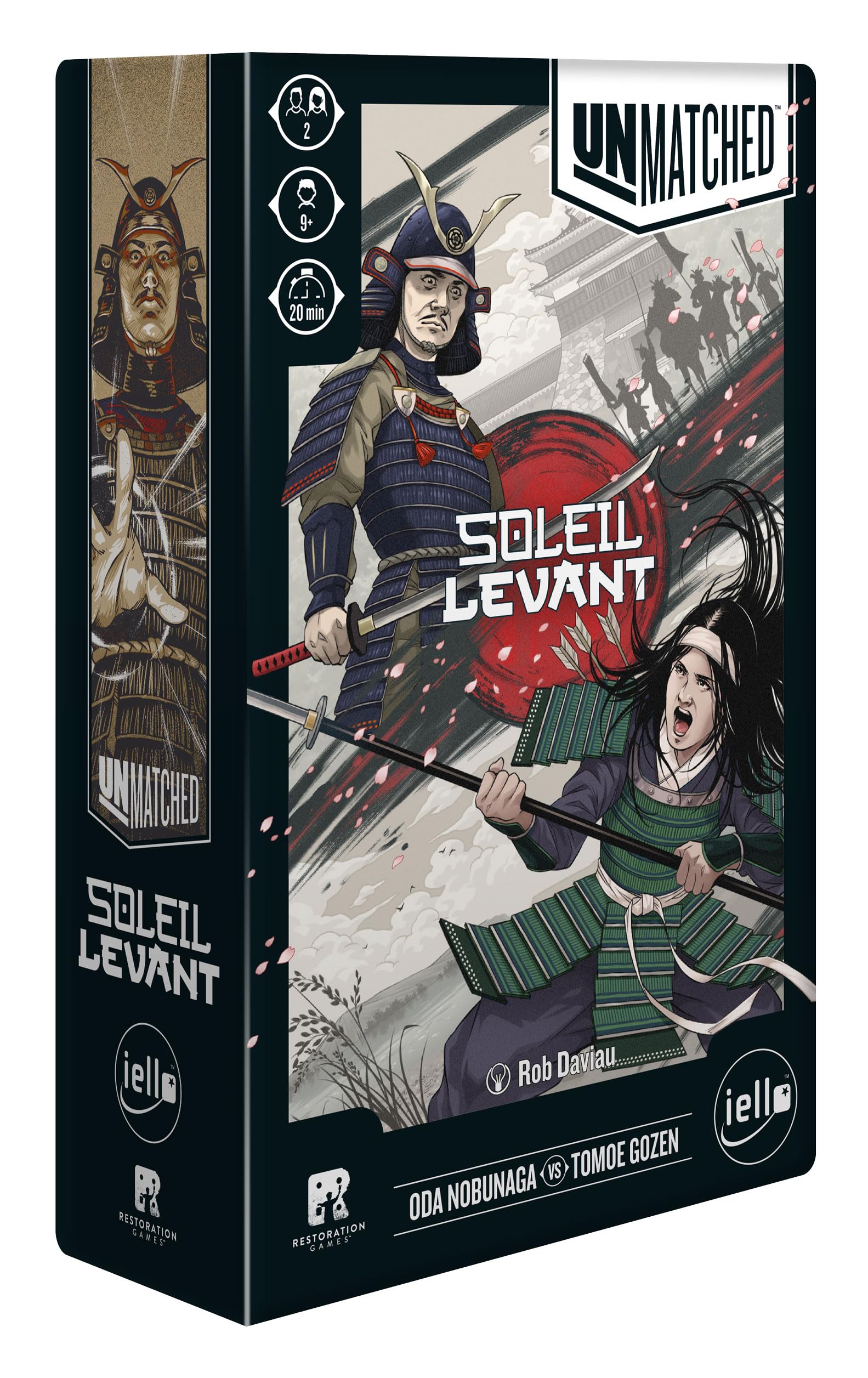 IELLO - Unmatched: Rising Sun - French Version - 2 Heroes, 60 Cards, 4 Health Counters, 2 Character Cards, 2 Acolyte Tokens, 1 Board, 1 Rule Booklet - Oda Nobunaga & Tomoe Gozen - Age 12+