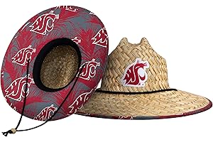 FOCO NCAA Mens NCAA College Team Logo Floral Lifeguard Beach Straw Sun Hat