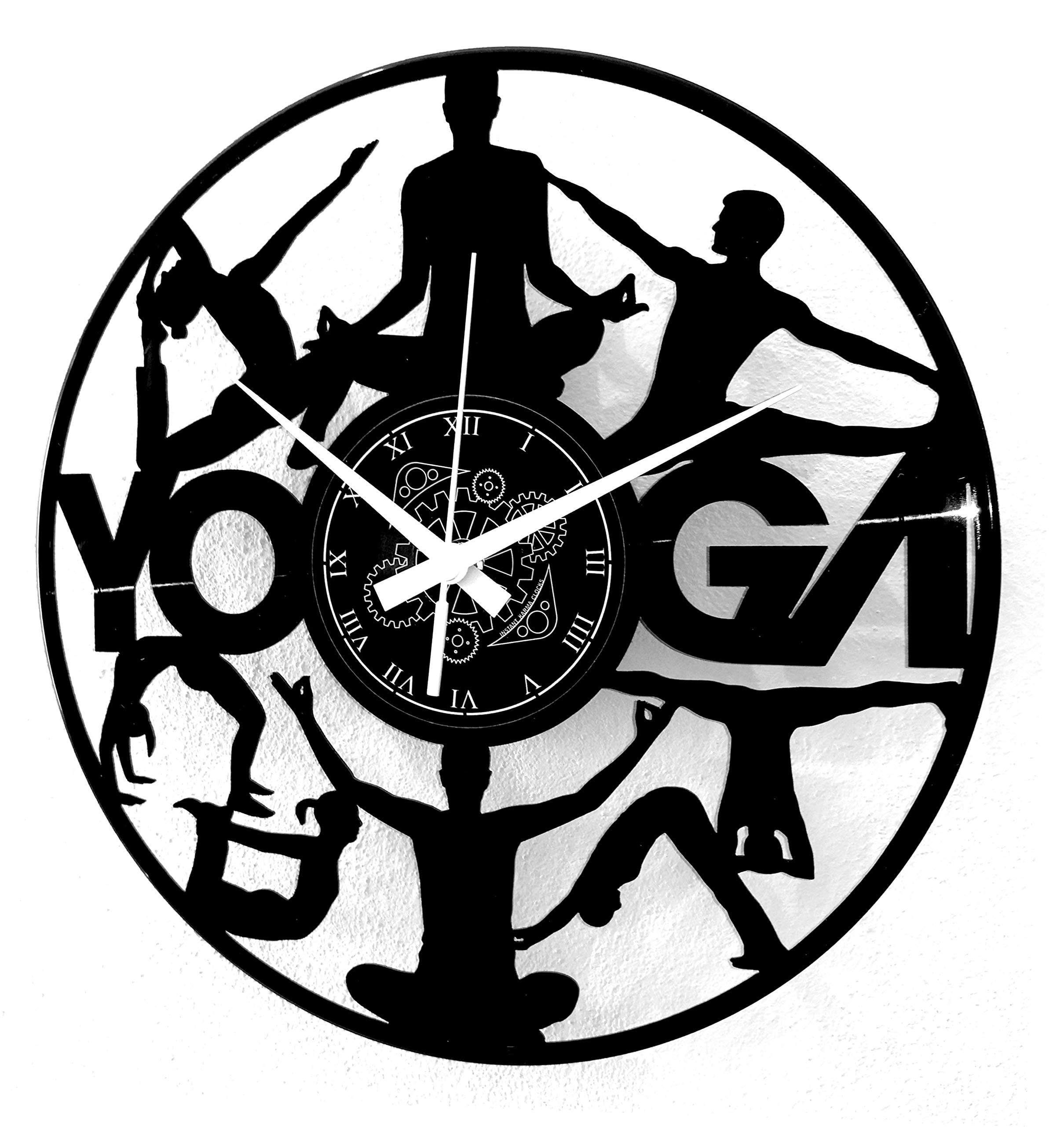 Instant Karma Clocks | Yoga Wall Clock | Meditation-Inspired Home Decor for Mindfulness Lovers | Silent Quartz Movement | Gift Idea for Yoga Instructors and Wellness Fans