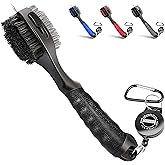 CHAMPKEY PRO Retractable Golf Club Brush - Oversized Brush Head with Soft Rubber Hand Grip &amp; Retractable Groove Cleaner Golf Brush(Black(1 Pcs))